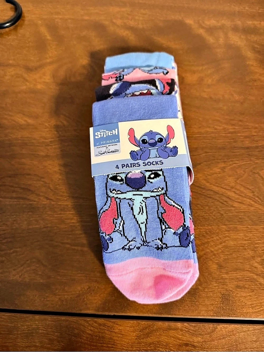 Disney Stitch 4-Pair Socks Blue & Pink NWT